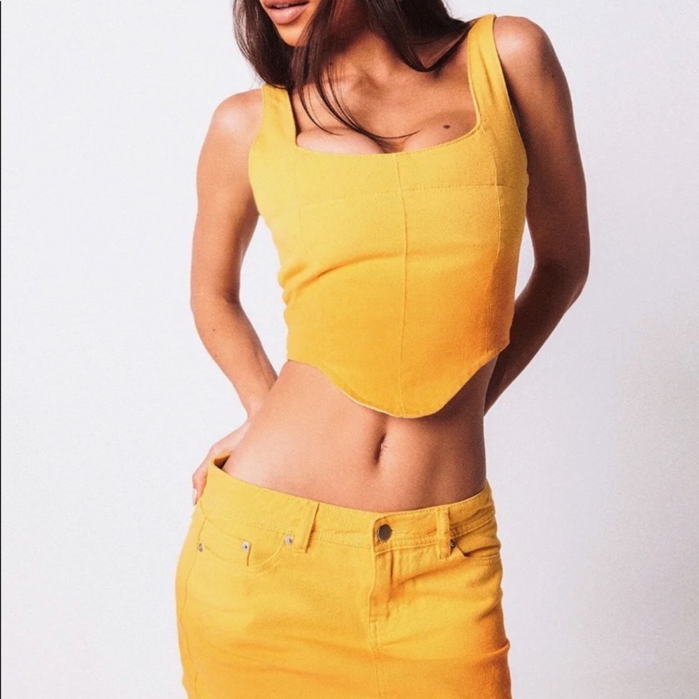 Tigermist roche top and roche skirt orange set NEVER WORN sold out online trendy